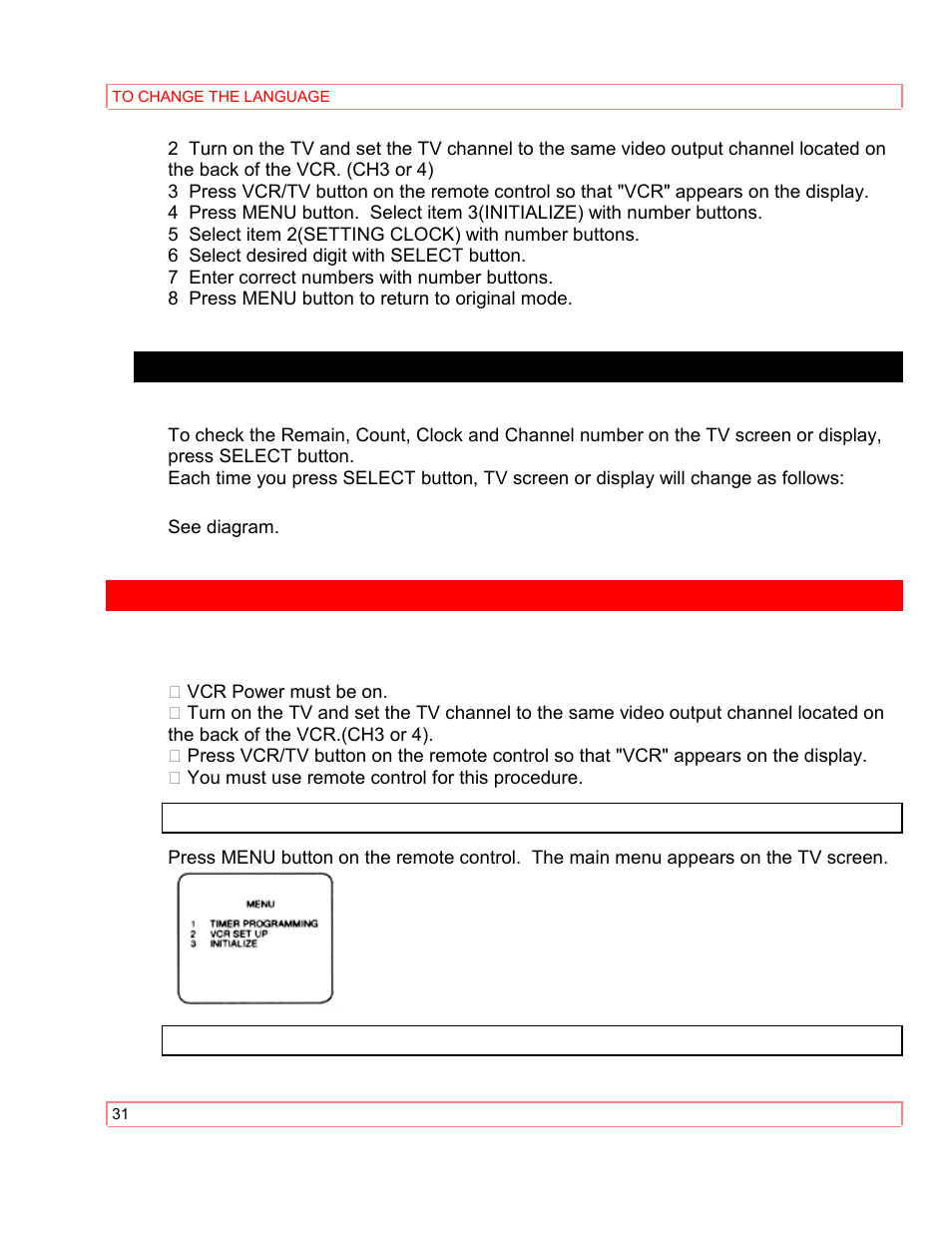 To change the language | Hitachi VT-M290A User Manual | Page 31 / 73