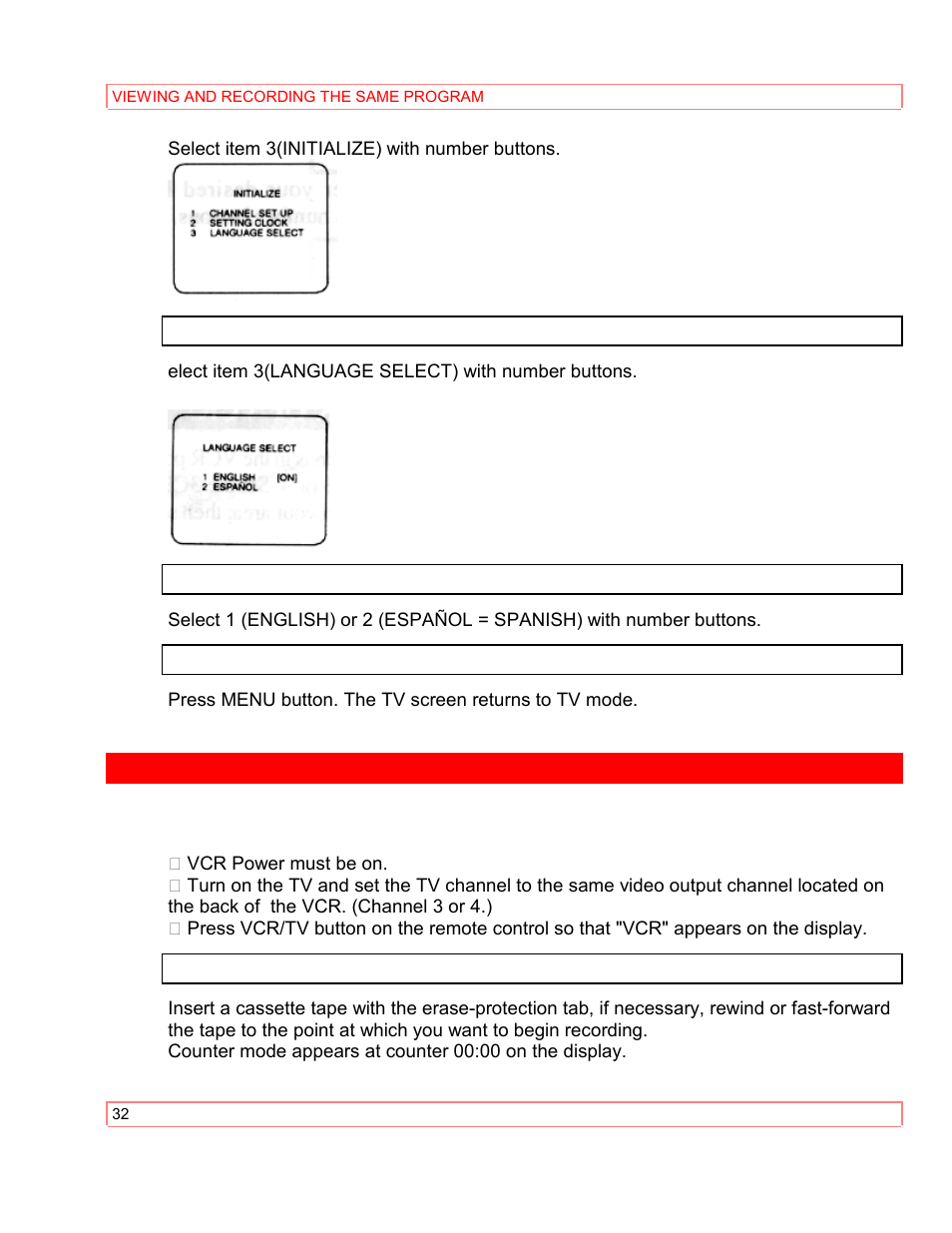 Viewing and recording the same program | Hitachi VT-M290A User Manual | Page 32 / 73