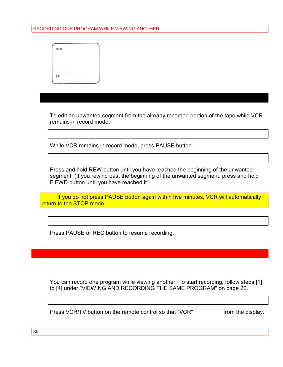 Edit search, Recording one program while viewing another | Hitachi VT-M290A User Manual | Page 35 / 73