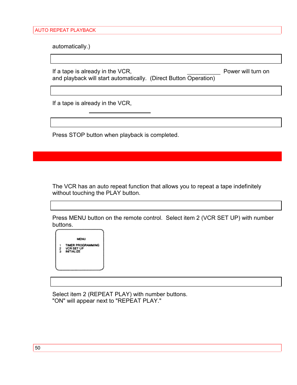 Auto repeat playback | Hitachi VT-M290A User Manual | Page 50 / 73