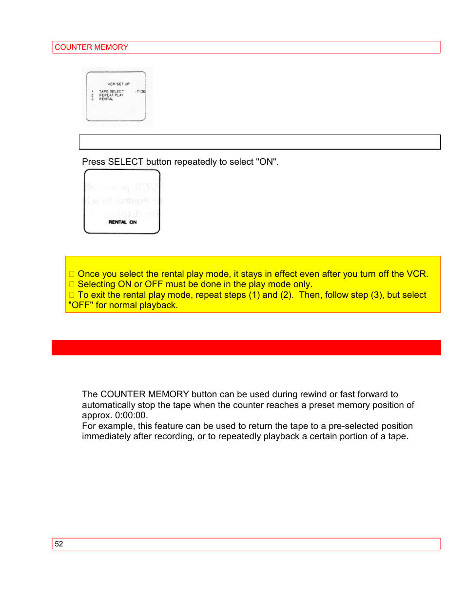 Counter memory | Hitachi VT-M290A User Manual | Page 52 / 73