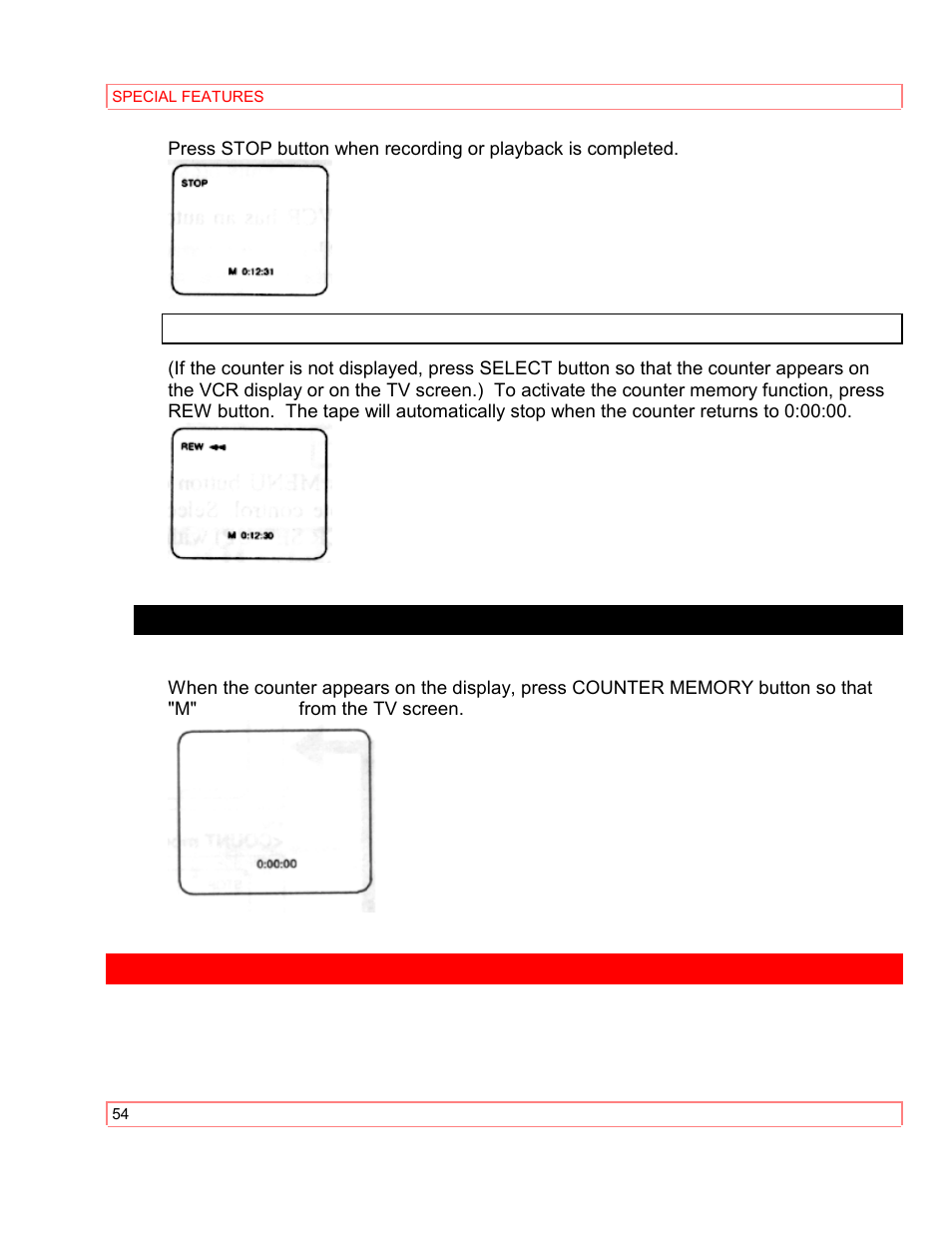 To cancel the counter memory, Special features | Hitachi VT-M290A User Manual | Page 54 / 73