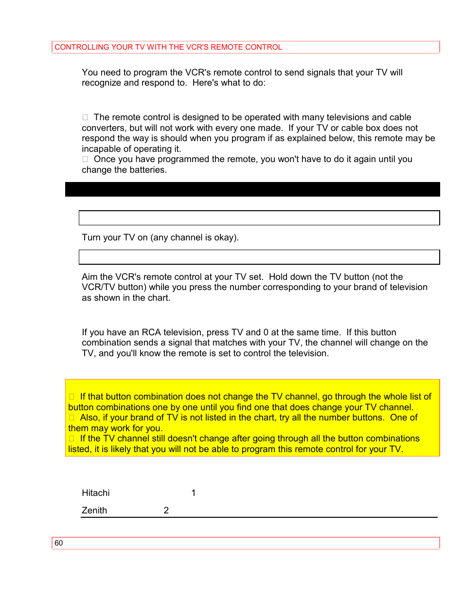 Programming the remote control | Hitachi VT-M290A User Manual | Page 60 / 73