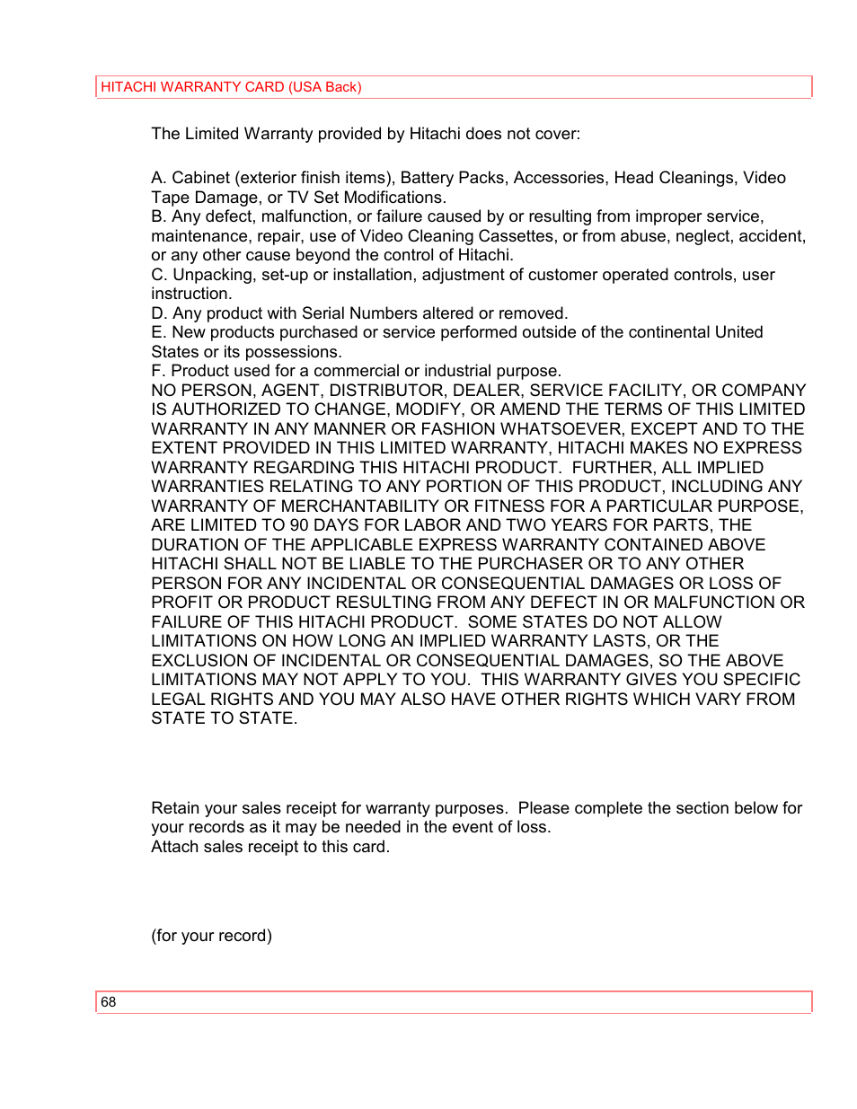 Hitachi VT-M290A User Manual | Page 68 / 73