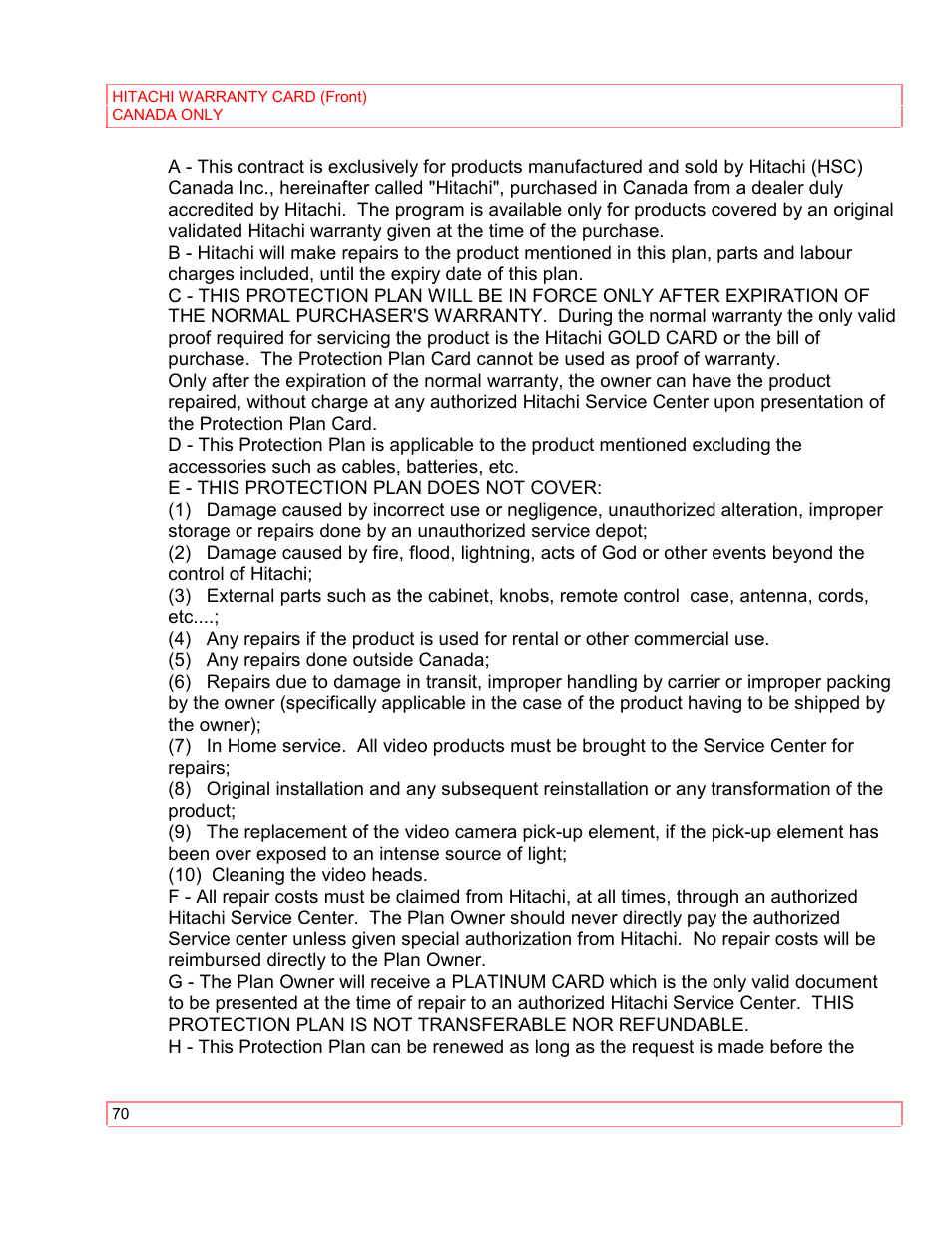 Hitachi VT-M290A User Manual | Page 70 / 73