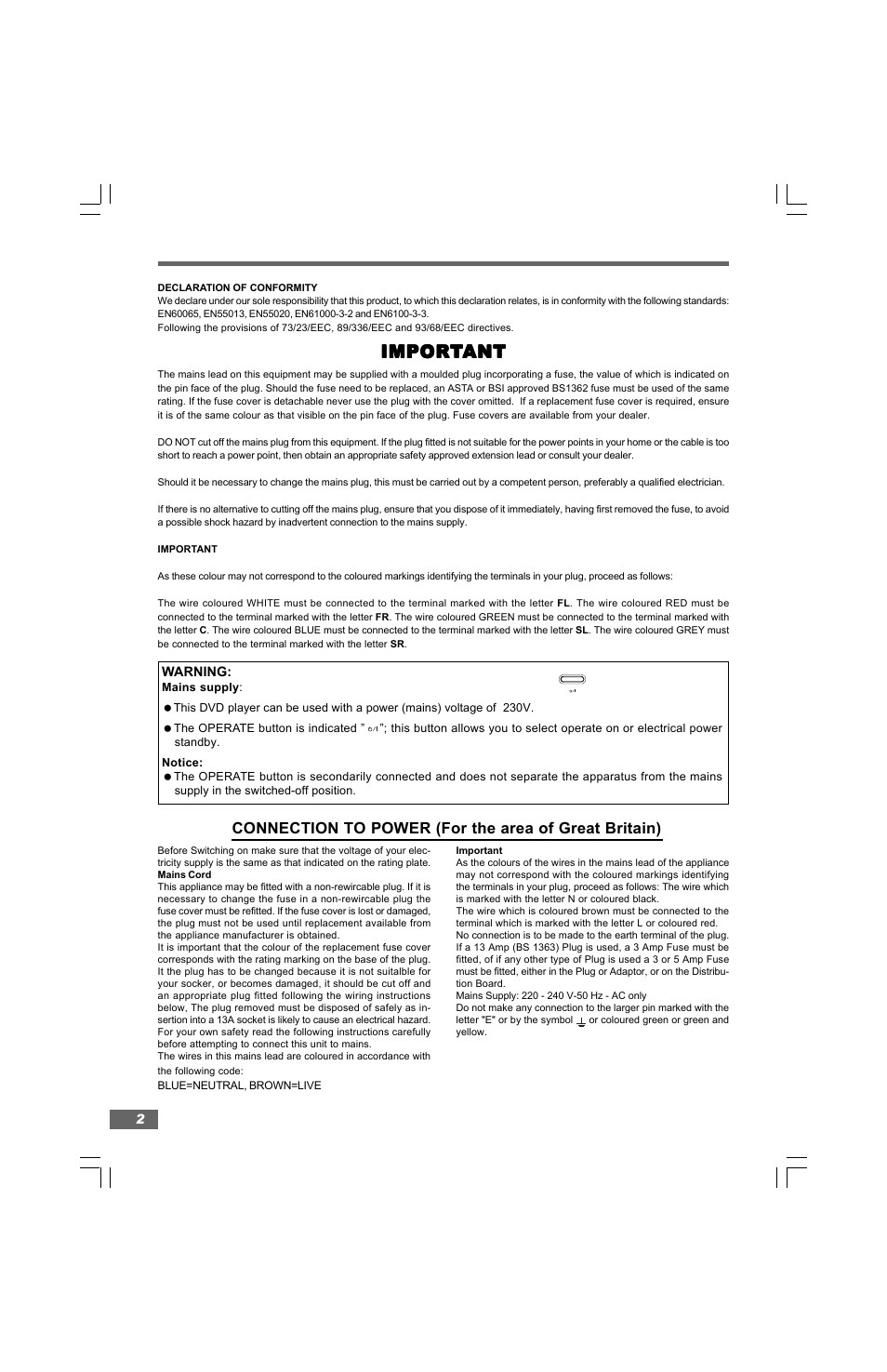 Impor | Hitachi HTD-K160 User Manual | Page 2 / 47