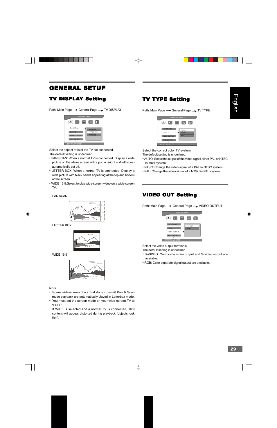 English, General setup | Hitachi HTD-K160 User Manual | Page 29 / 47