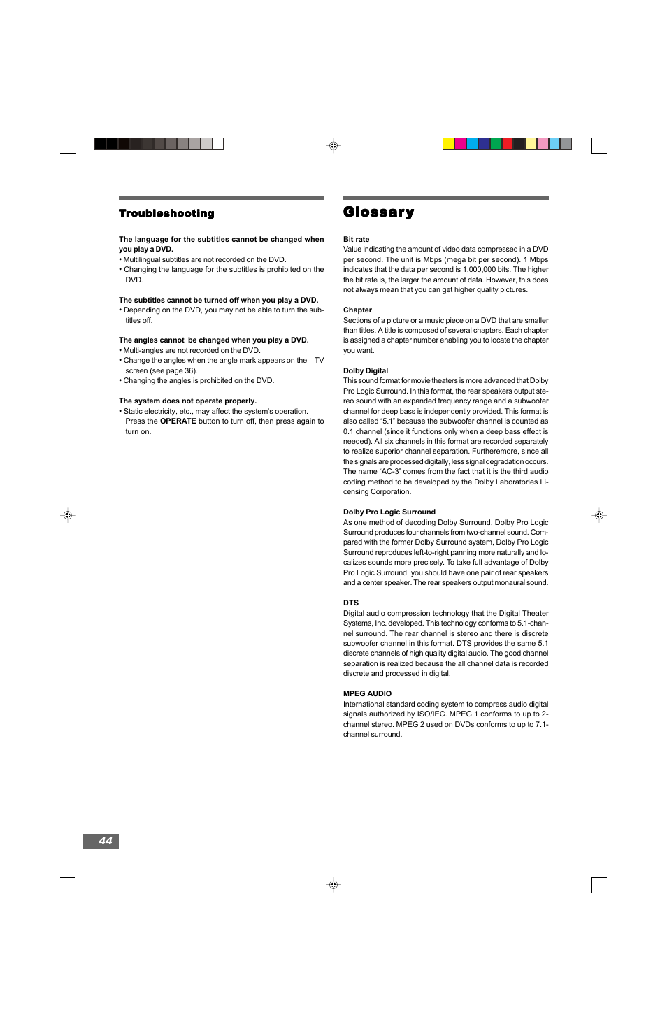 Glossar | Hitachi HTD-K160 User Manual | Page 44 / 47