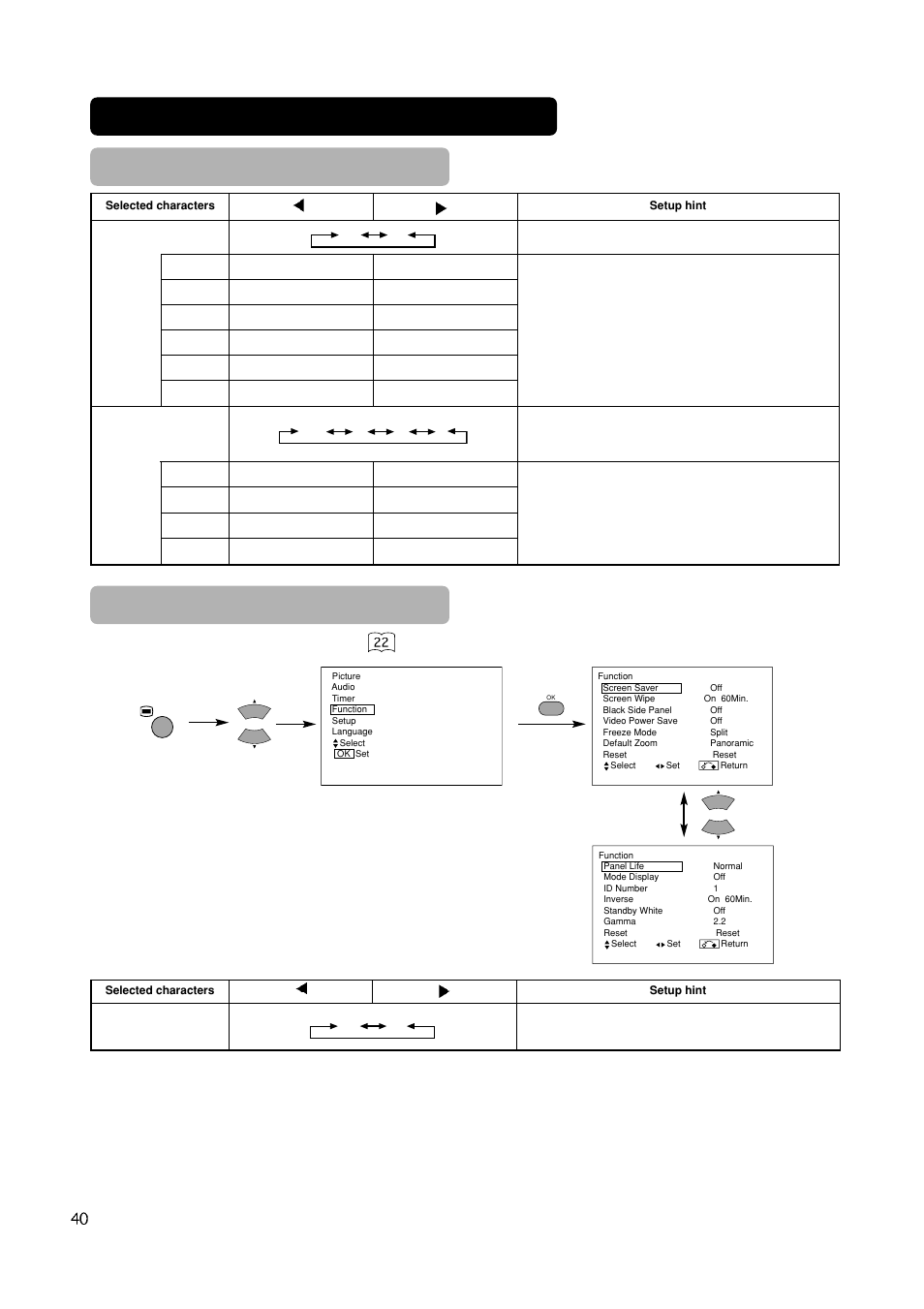 Function menu | Hitachi CMP420V1 User Manual | Page 42 / 142