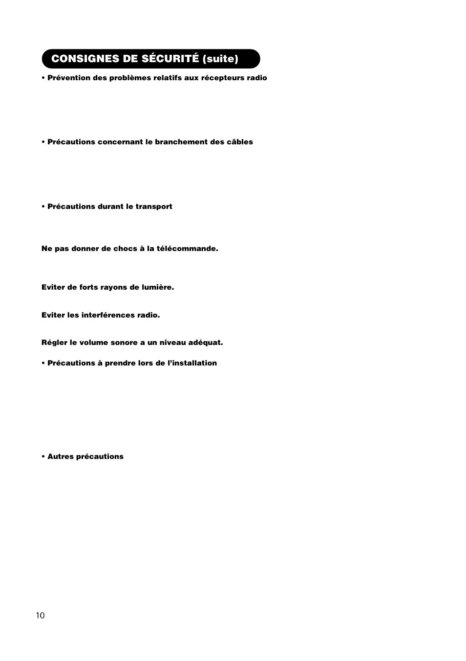Consignes de sécurité (suite) | Hitachi CMP420V1 User Manual | Page 58 / 142