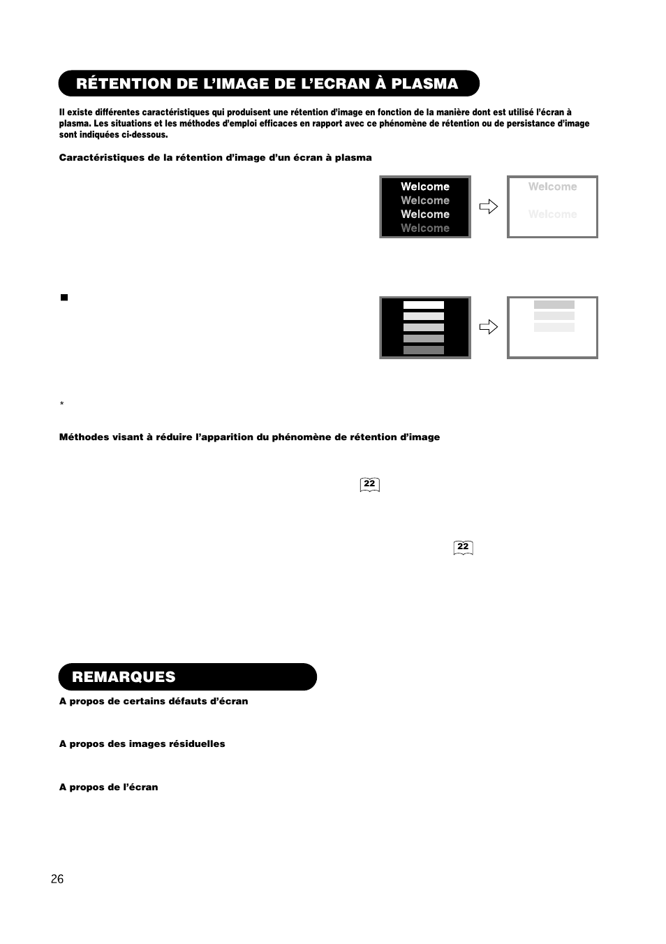 Remarques, Rétention de l’image de l’ecran à plasma | Hitachi CMP420V1 User Manual | Page 74 / 142
