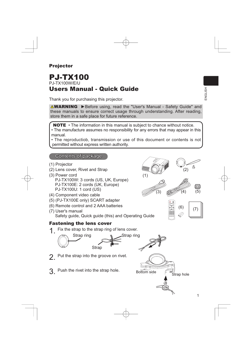 Pj-tx100, Users manual - quick guide | Hitachi PJ-TX100 User Manual | Page 43 / 50