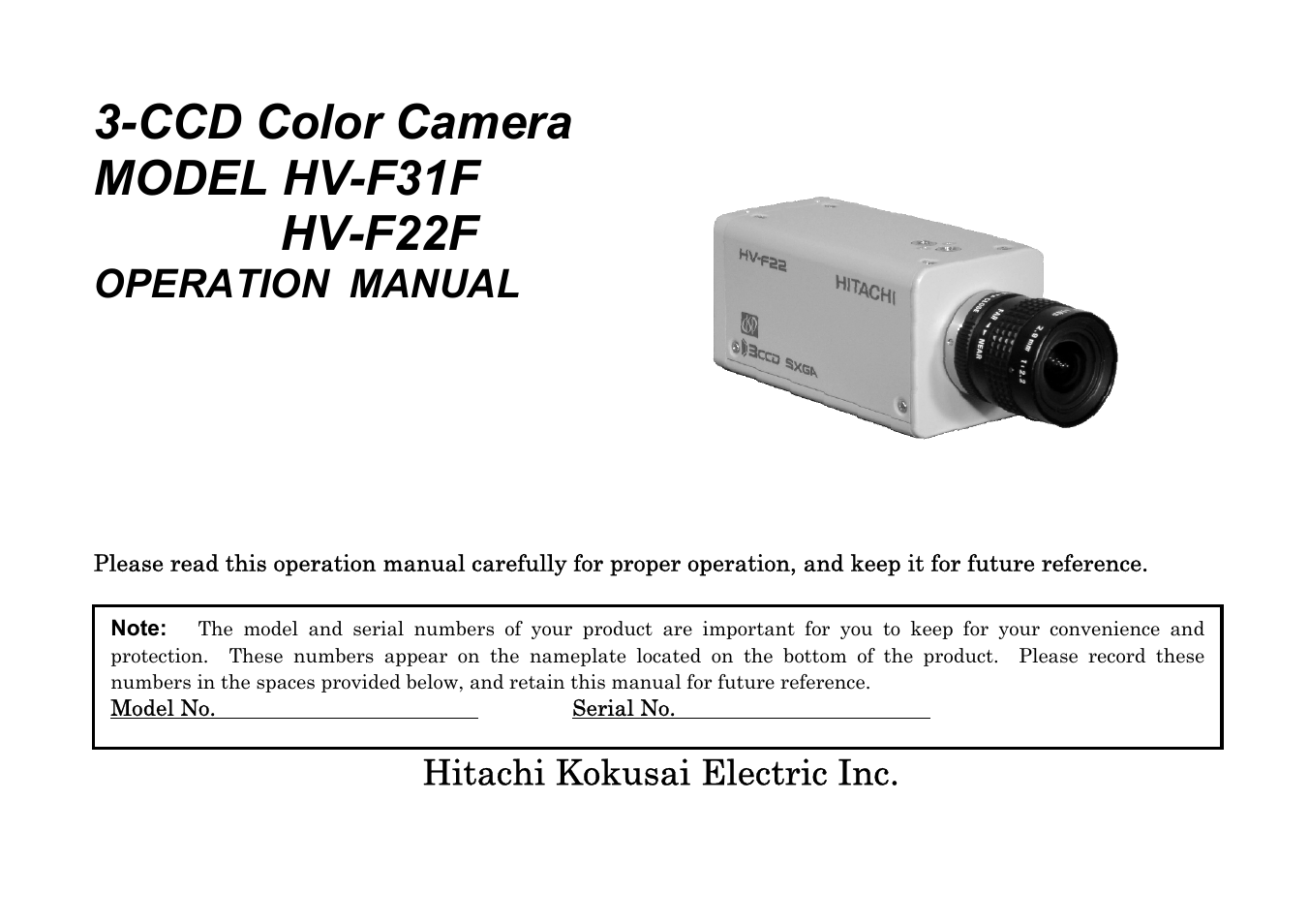 Hitachi HV-F31F User Manual | 60 pages