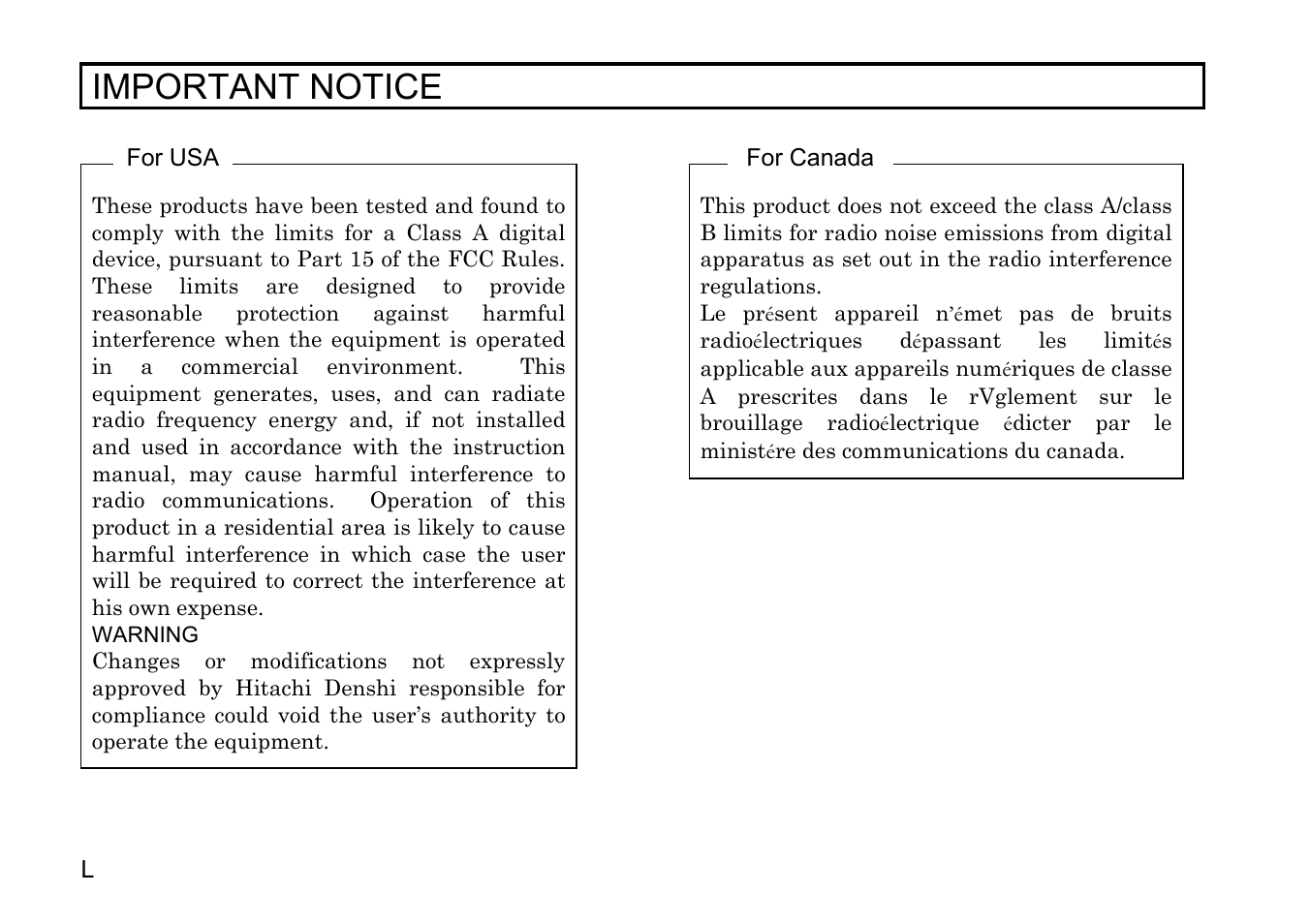 Important notice | Hitachi HV-F31F User Manual | Page 13 / 60