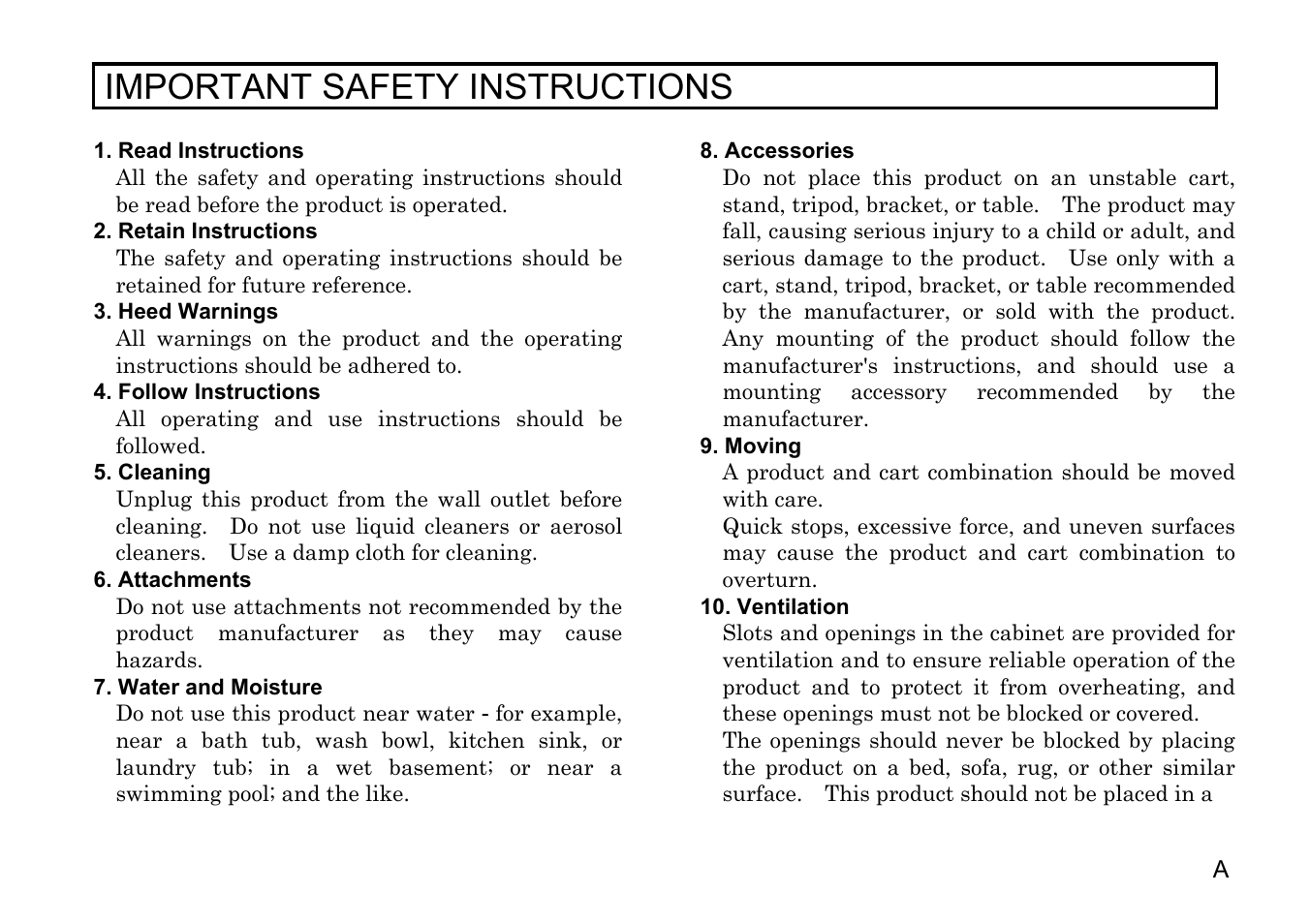 Important safety instructions | Hitachi HV-F31F User Manual | Page 2 / 60