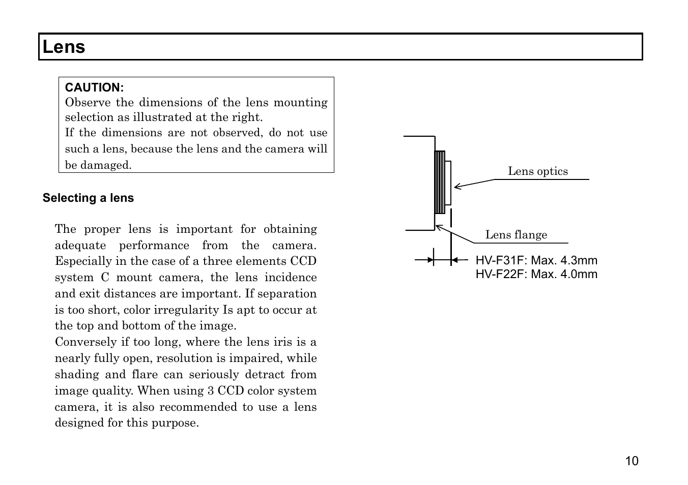 Lens | Hitachi HV-F31F User Manual | Page 24 / 60