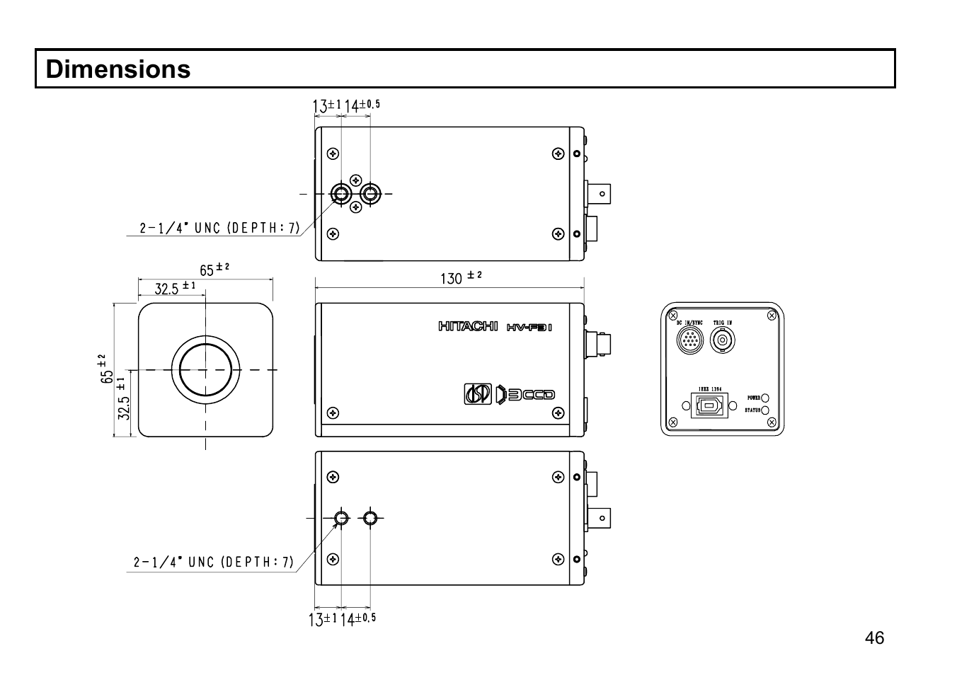 Dimensions | Hitachi HV-F31F User Manual | Page 60 / 60