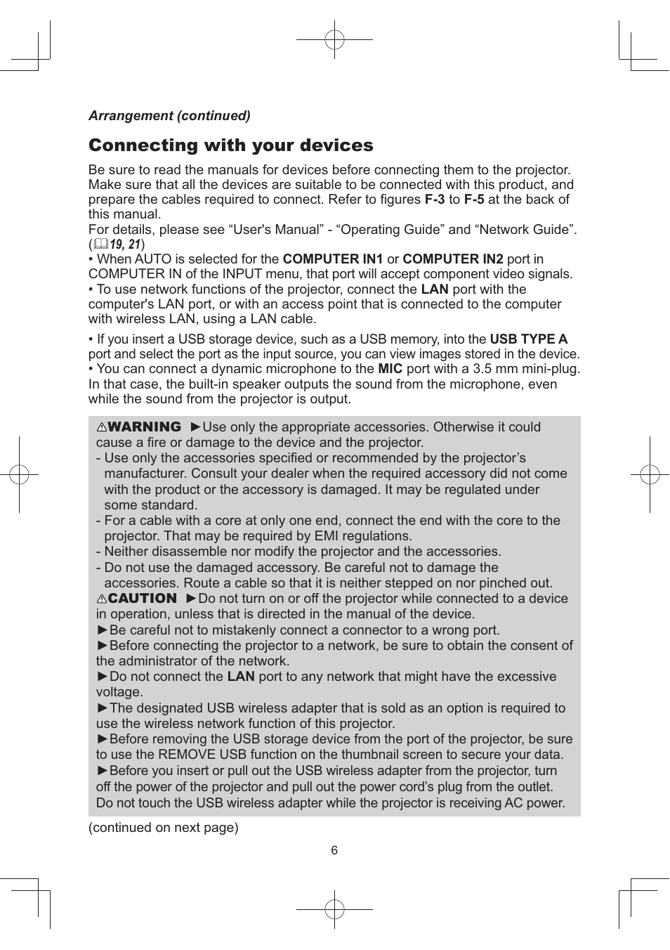 Connecting with your devices | Hitachi CP-AW252WN User Manual | Page 6 / 22