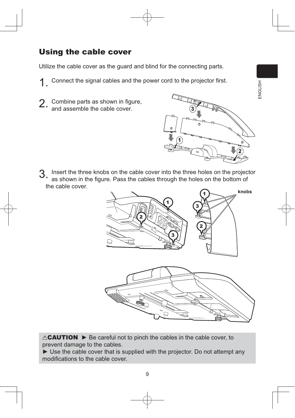 Using the cable cover | Hitachi CP-AW252WN User Manual | Page 9 / 22