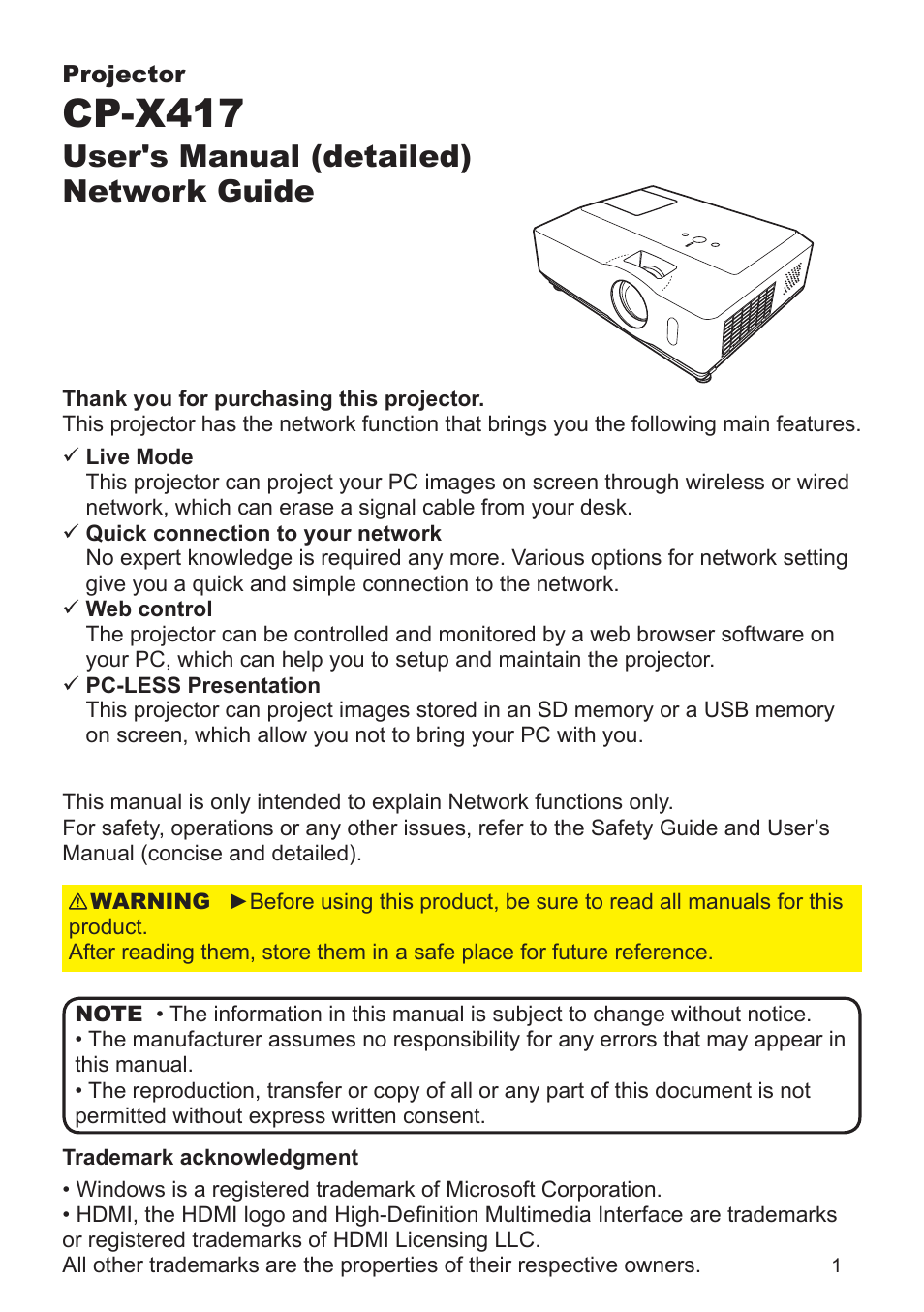 Hitachi CP-X267 User Manual | 119 pages