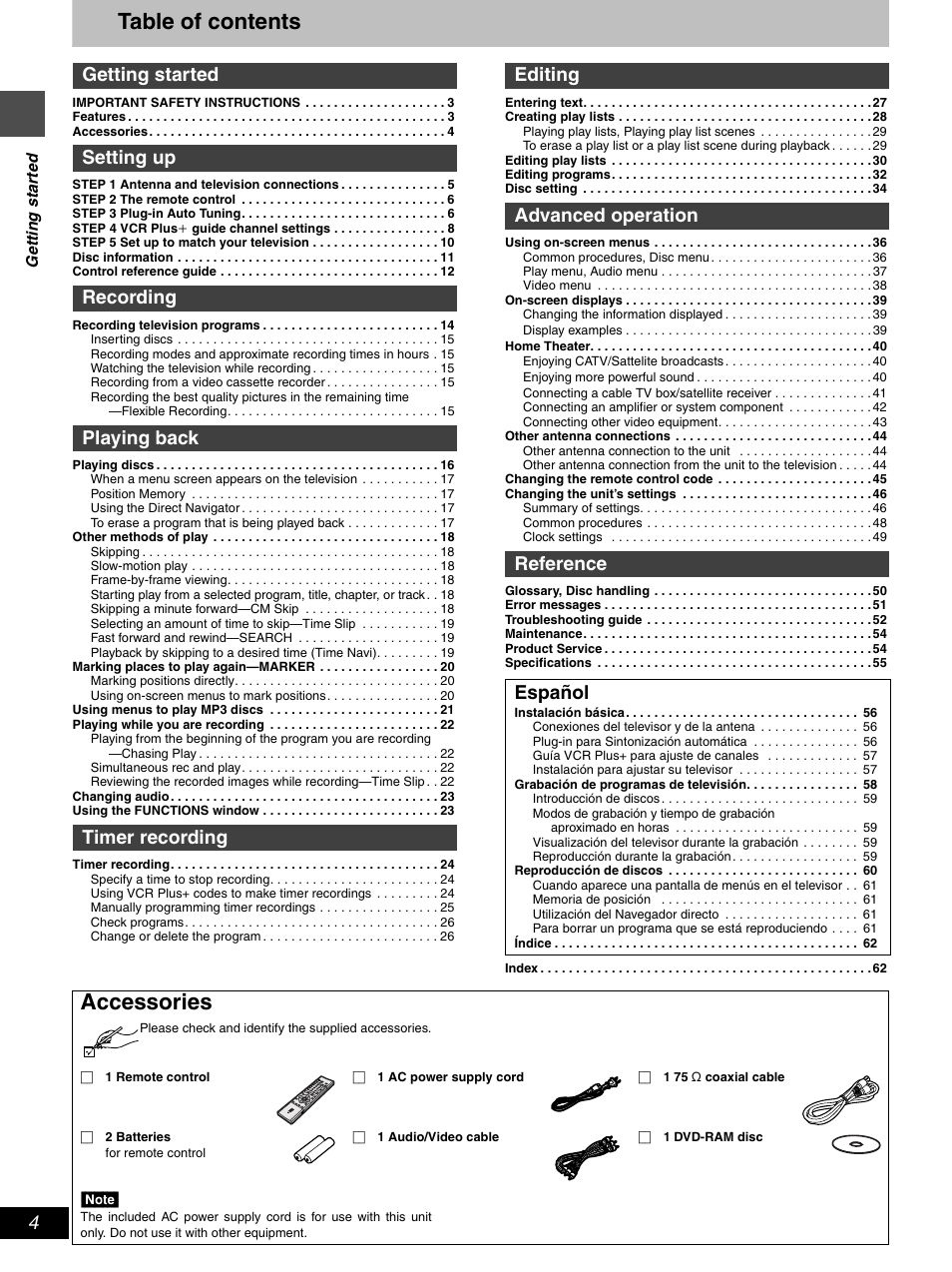 Hitachi DV-RX5000U User Manual | Page 4 / 62