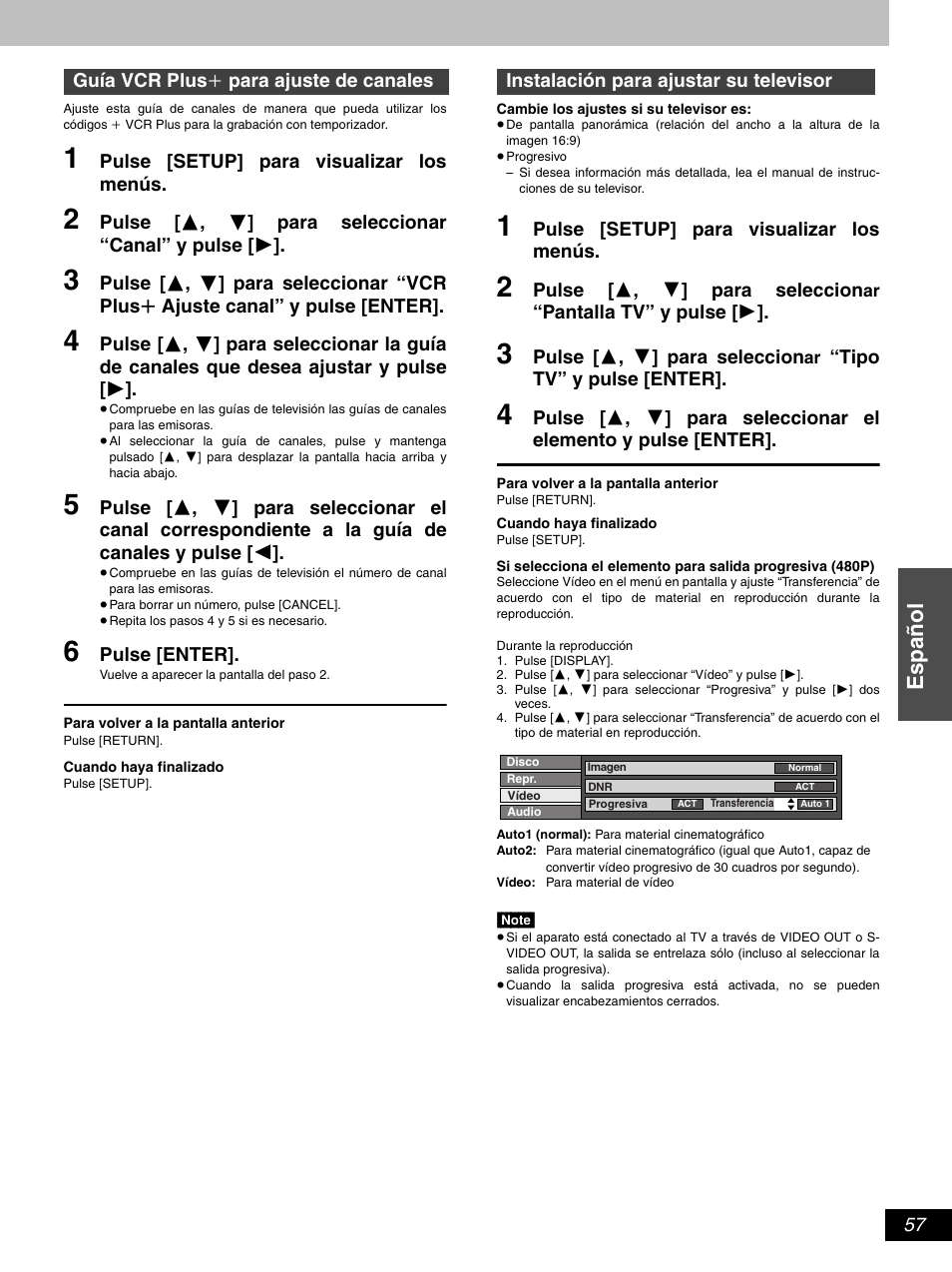 Es pa ñol | Hitachi DV-RX5000U User Manual | Page 57 / 62