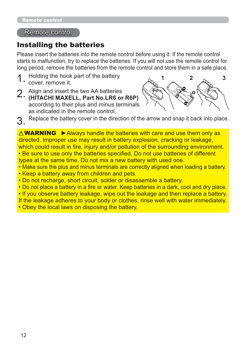 Hitachi CP-RX80 User Manual | Page 12 / 64