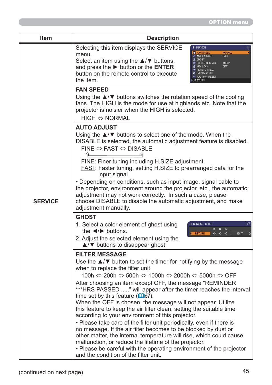 Hitachi CP-RX80 User Manual | Page 45 / 64