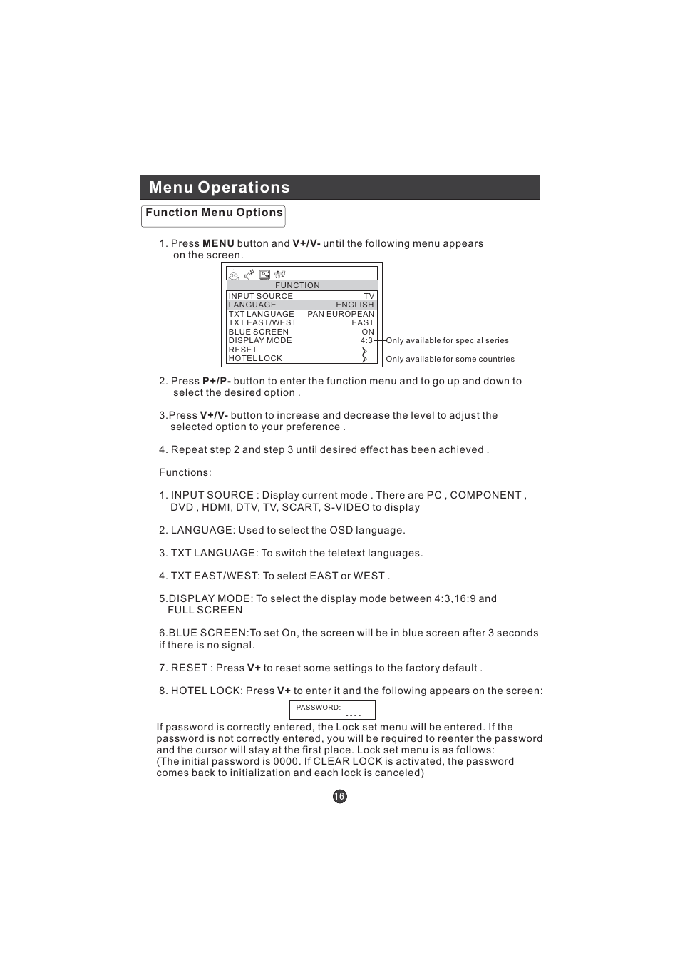 Menu operations | Hitachi L15TA11W User Manual | Page 18 / 88