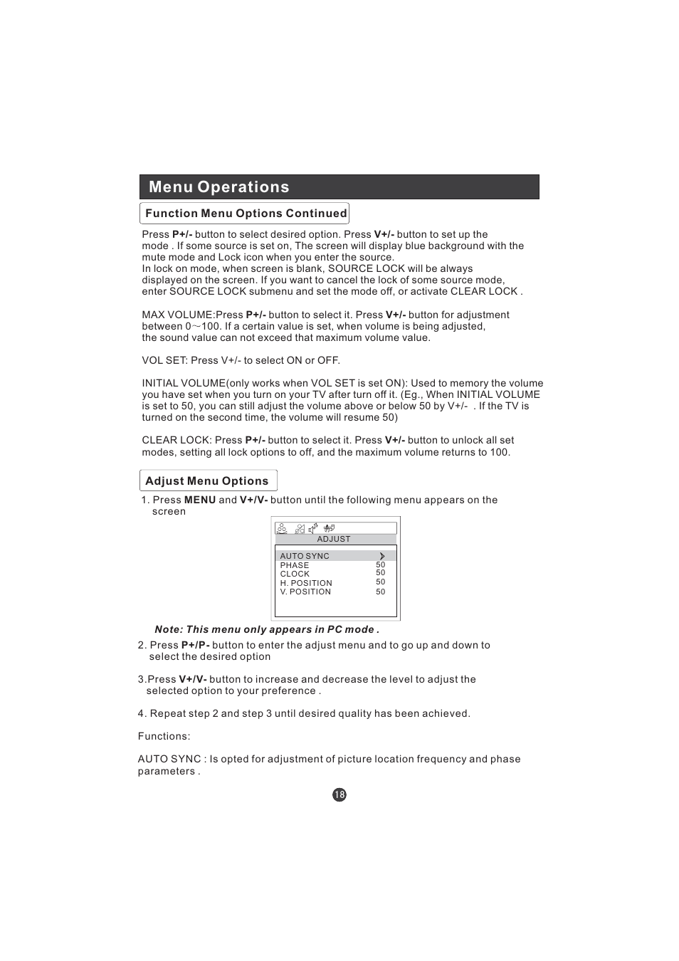 Menu operations | Hitachi L15TA11W User Manual | Page 20 / 88