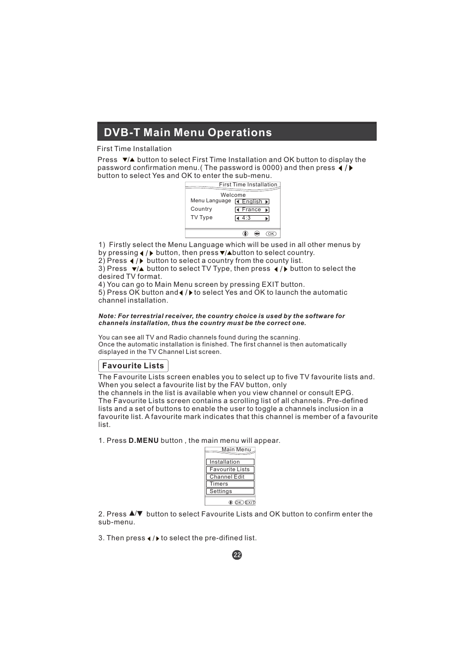Dvb-t main menu operations | Hitachi L15TA11W User Manual | Page 24 / 88