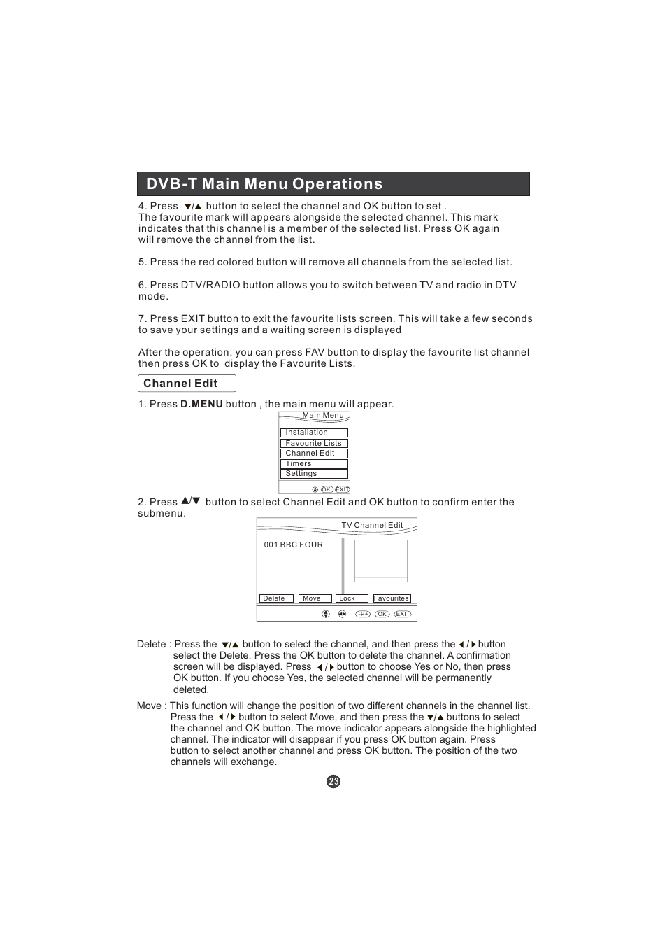 Dvb-t main menu operations | Hitachi L15TA11W User Manual | Page 25 / 88