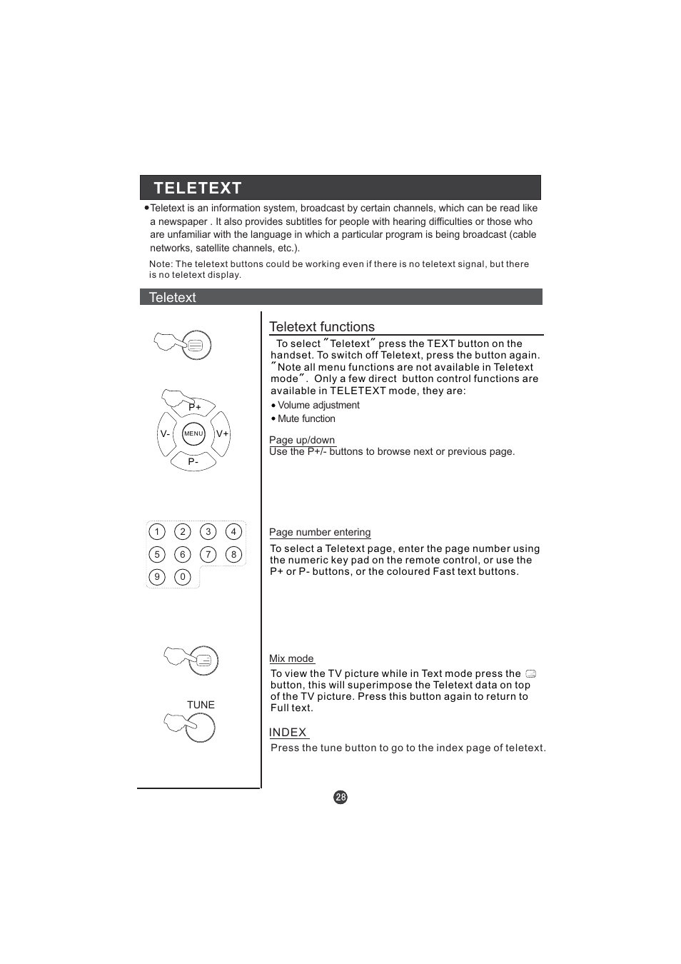 Teletext, Teletext functions | Hitachi L15TA11W User Manual | Page 30 / 88