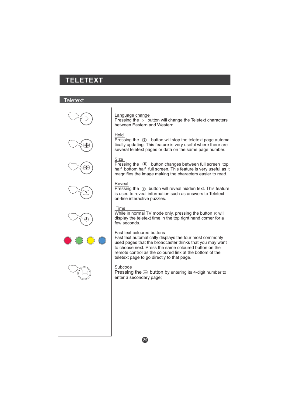 Teletext | Hitachi L15TA11W User Manual | Page 31 / 88