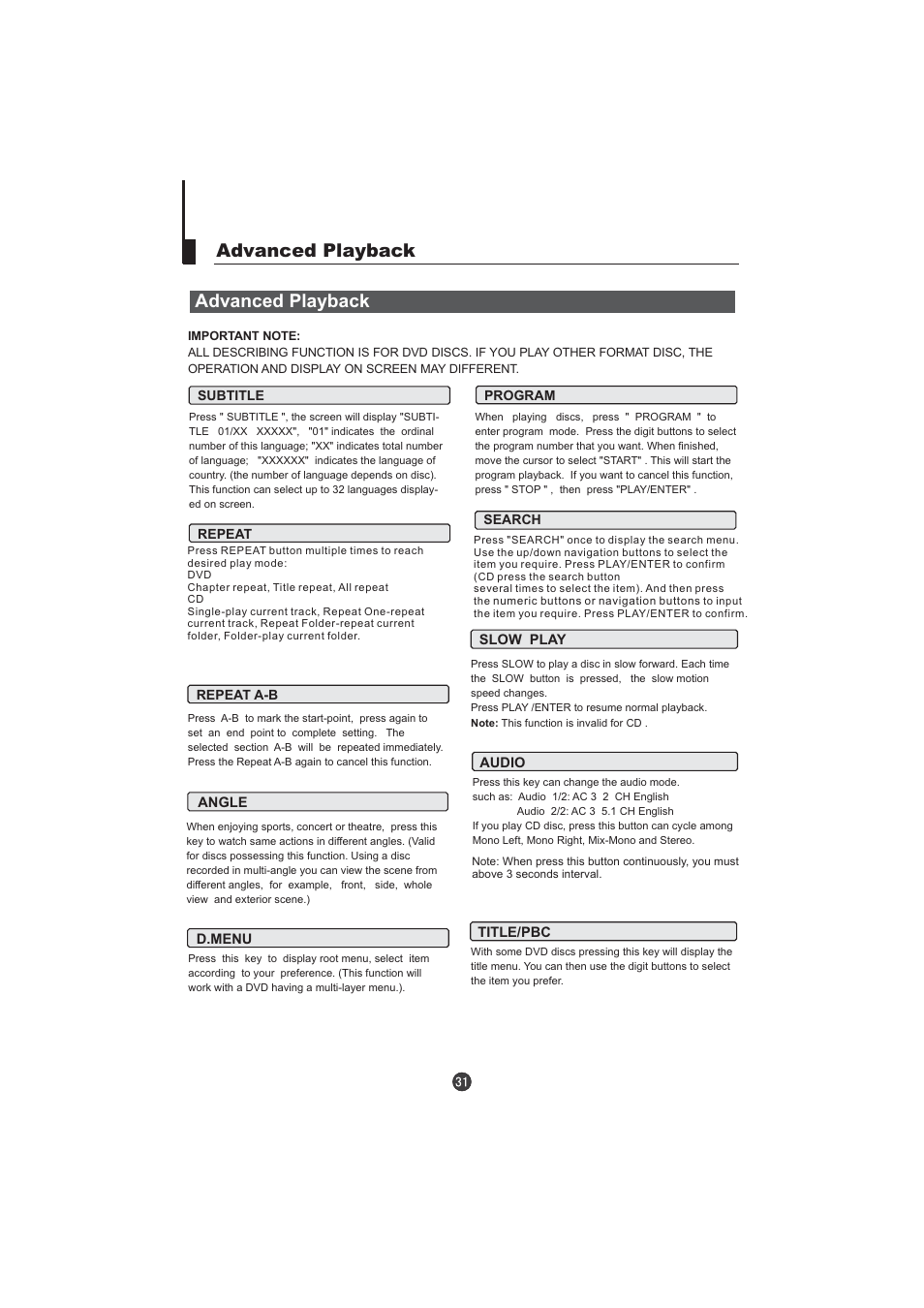Advanced playback | Hitachi L15TA11W User Manual | Page 33 / 88