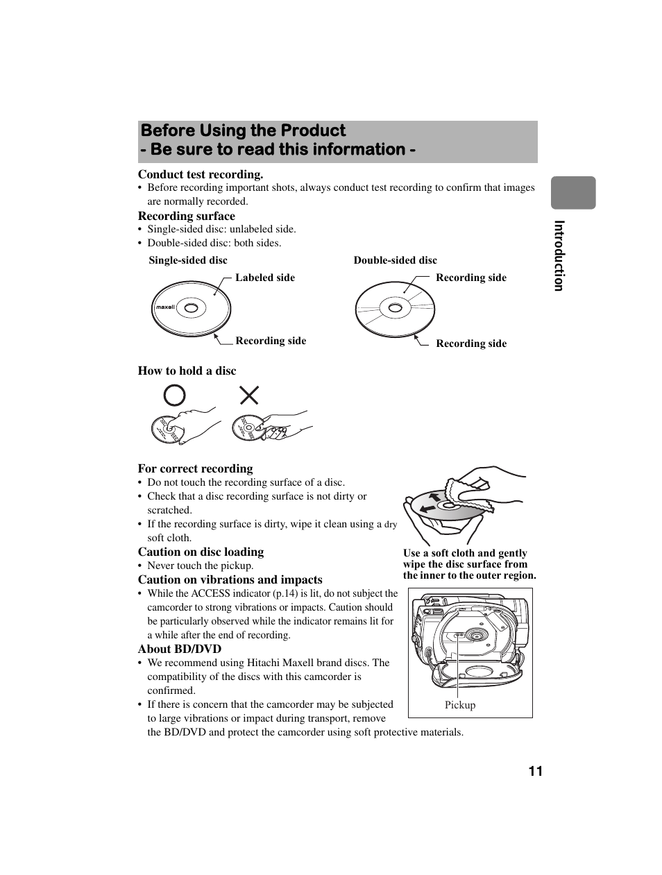 Hitachi DZ-BD10HA User Manual | Page 11 / 121