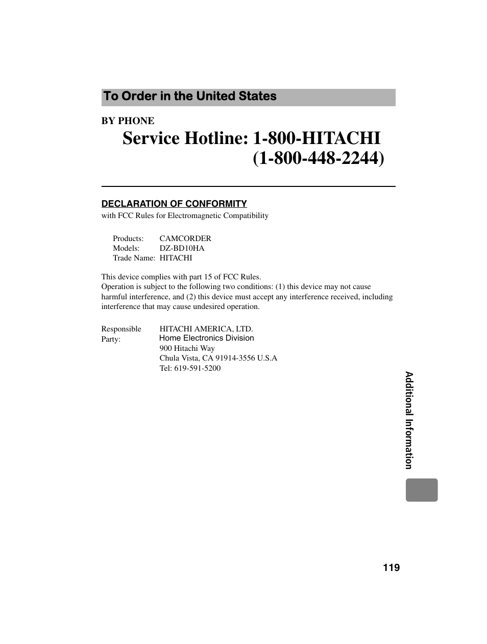 Hitachi DZ-BD10HA User Manual | Page 119 / 121