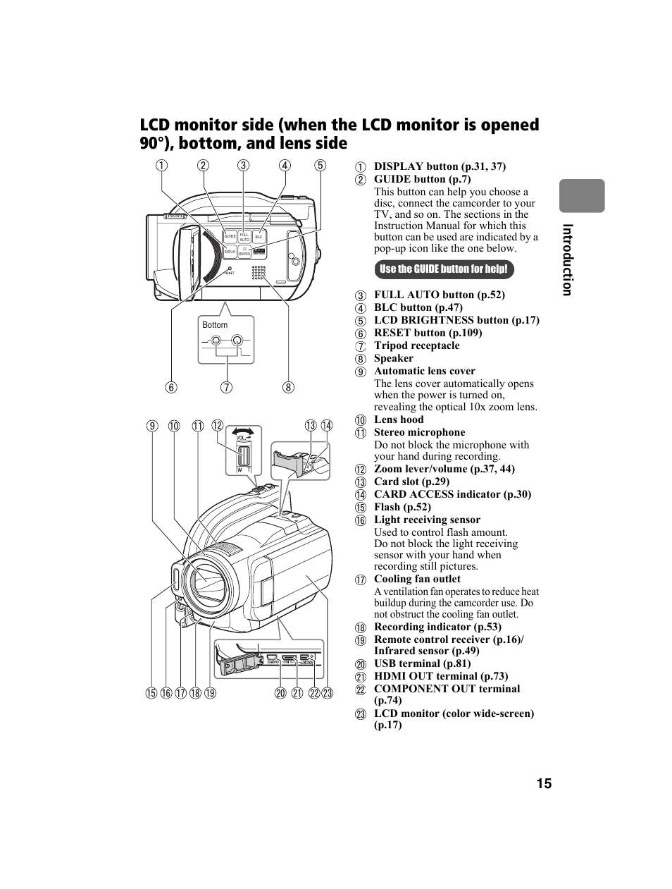 15 in tr od uctio n | Hitachi DZ-BD10HA User Manual | Page 15 / 121
