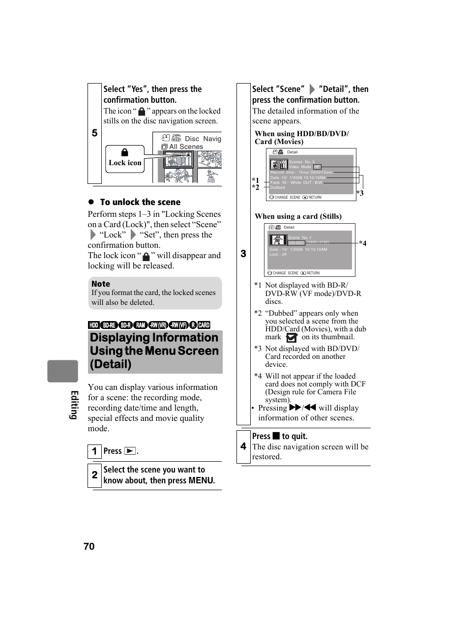 70 ed itin g | Hitachi DZ-BD10HA User Manual | Page 70 / 121