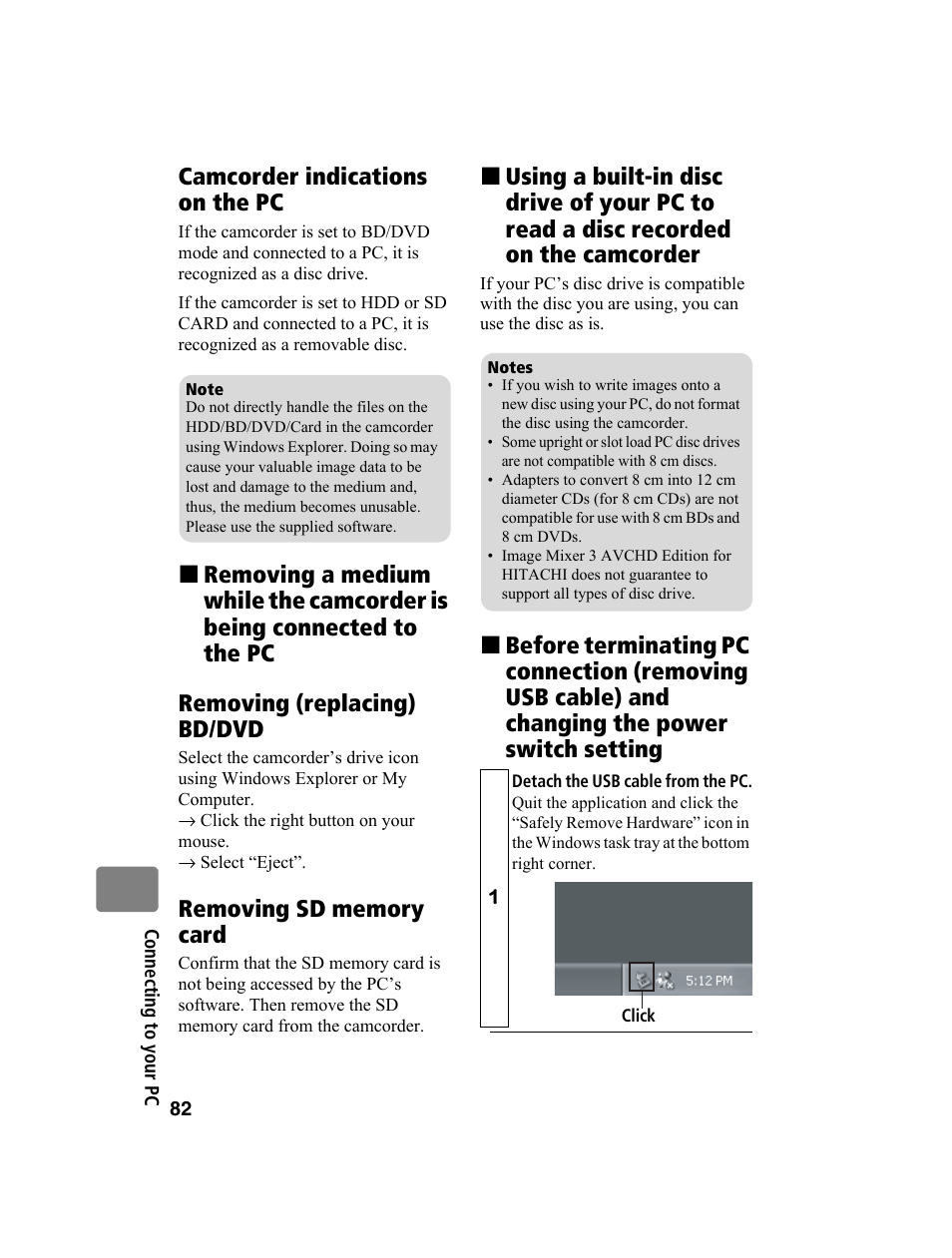 Camcorder indications on the pc | Hitachi DZ-BD10HA User Manual | Page 82 / 121