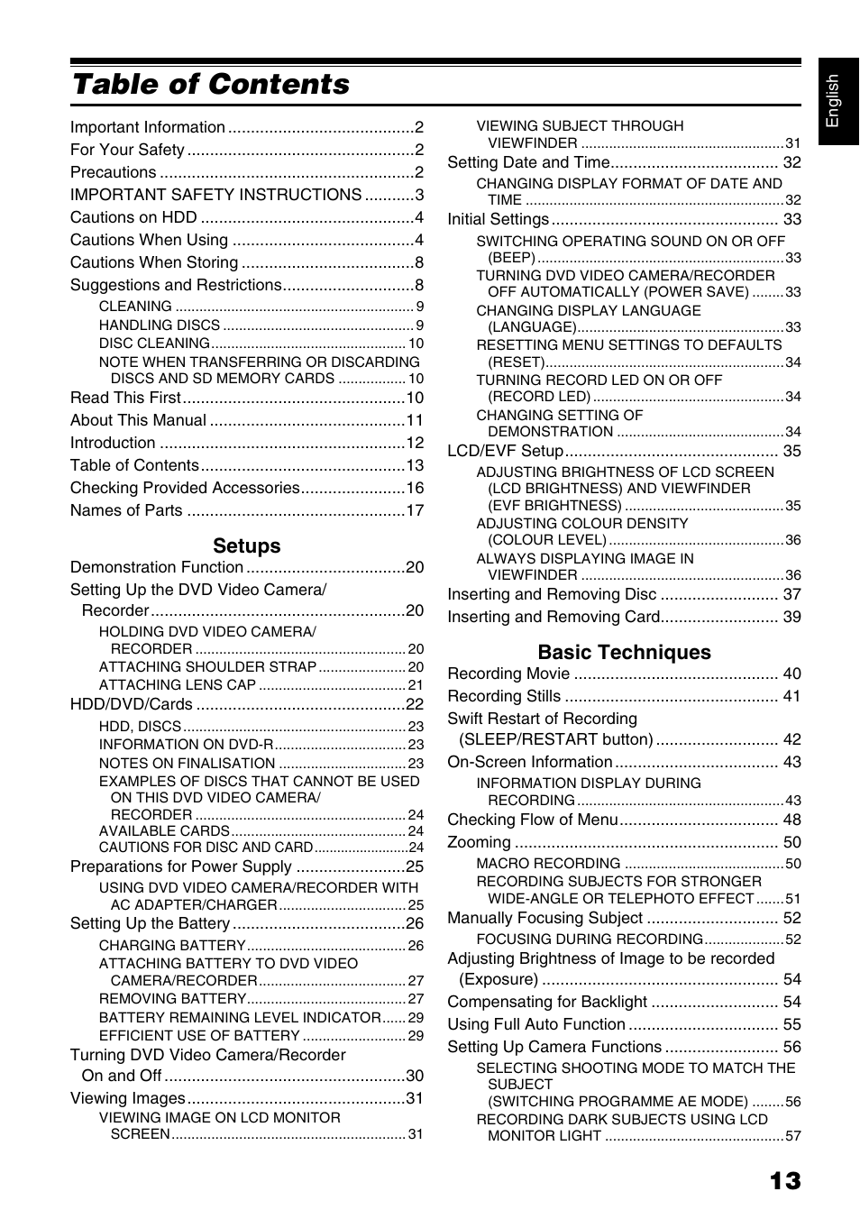 Hitachi DZ-HS500SW User Manual | Page 13 / 160