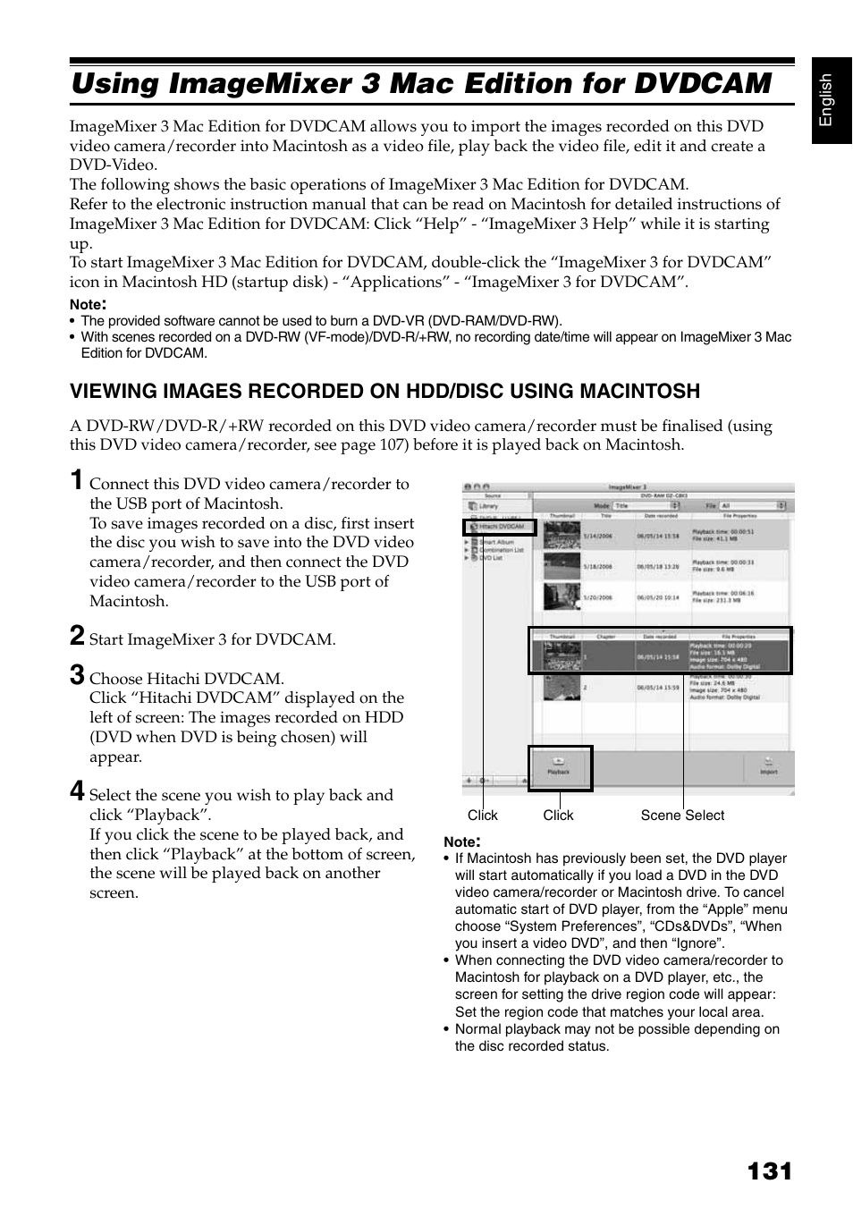 Using imagemixer 3 mac edition for dvdcam | Hitachi DZ-HS500SW User Manual | Page 131 / 160
