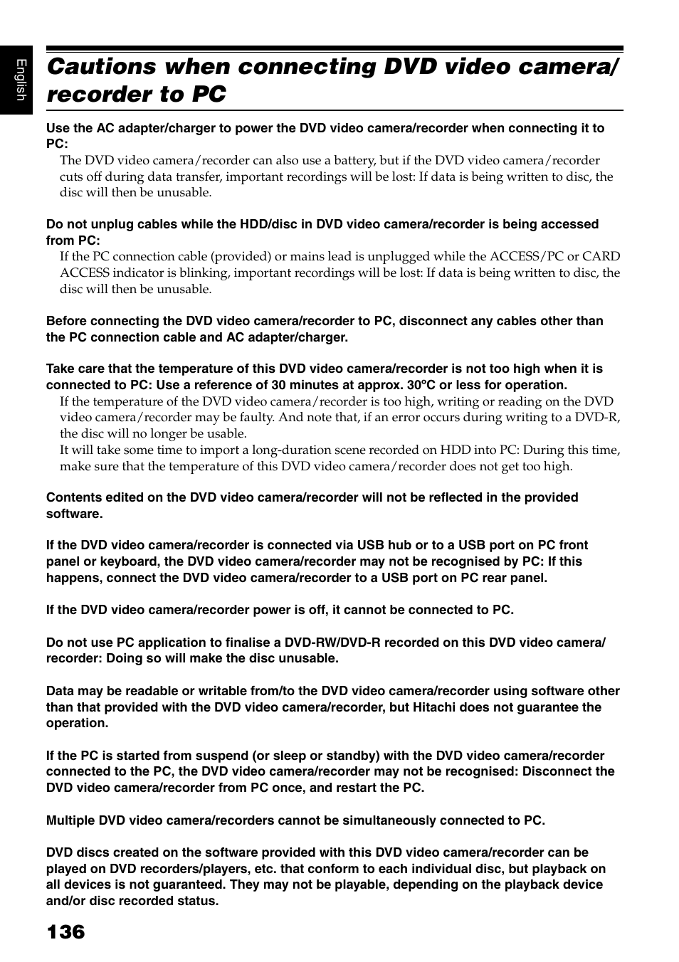 Hitachi DZ-HS500SW User Manual | Page 136 / 160