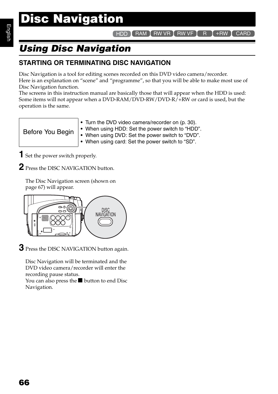 Disc navigation, Using disc navigation | Hitachi DZ-HS500SW User Manual | Page 66 / 160