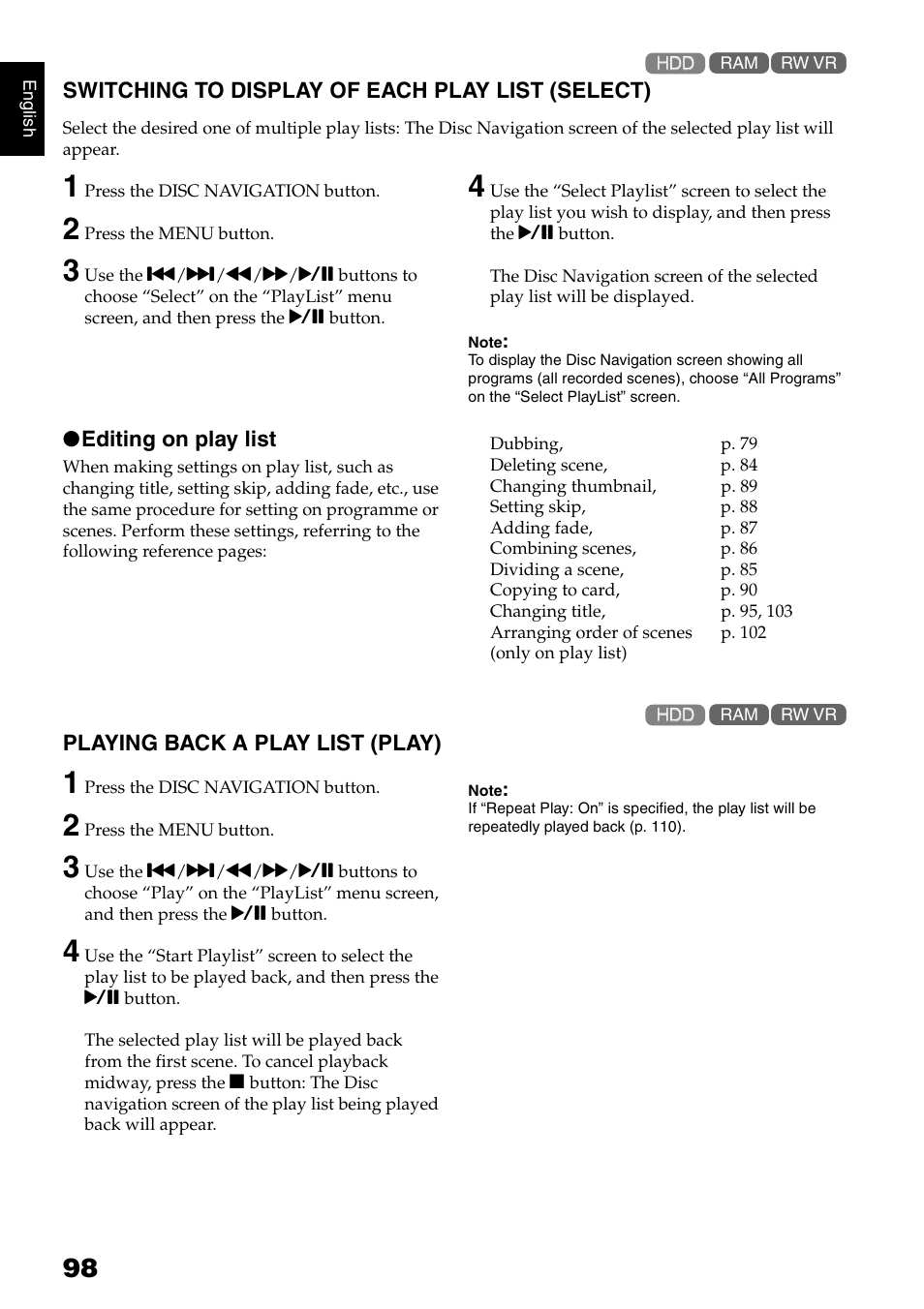 Hitachi DZ-HS500SW User Manual | Page 98 / 160