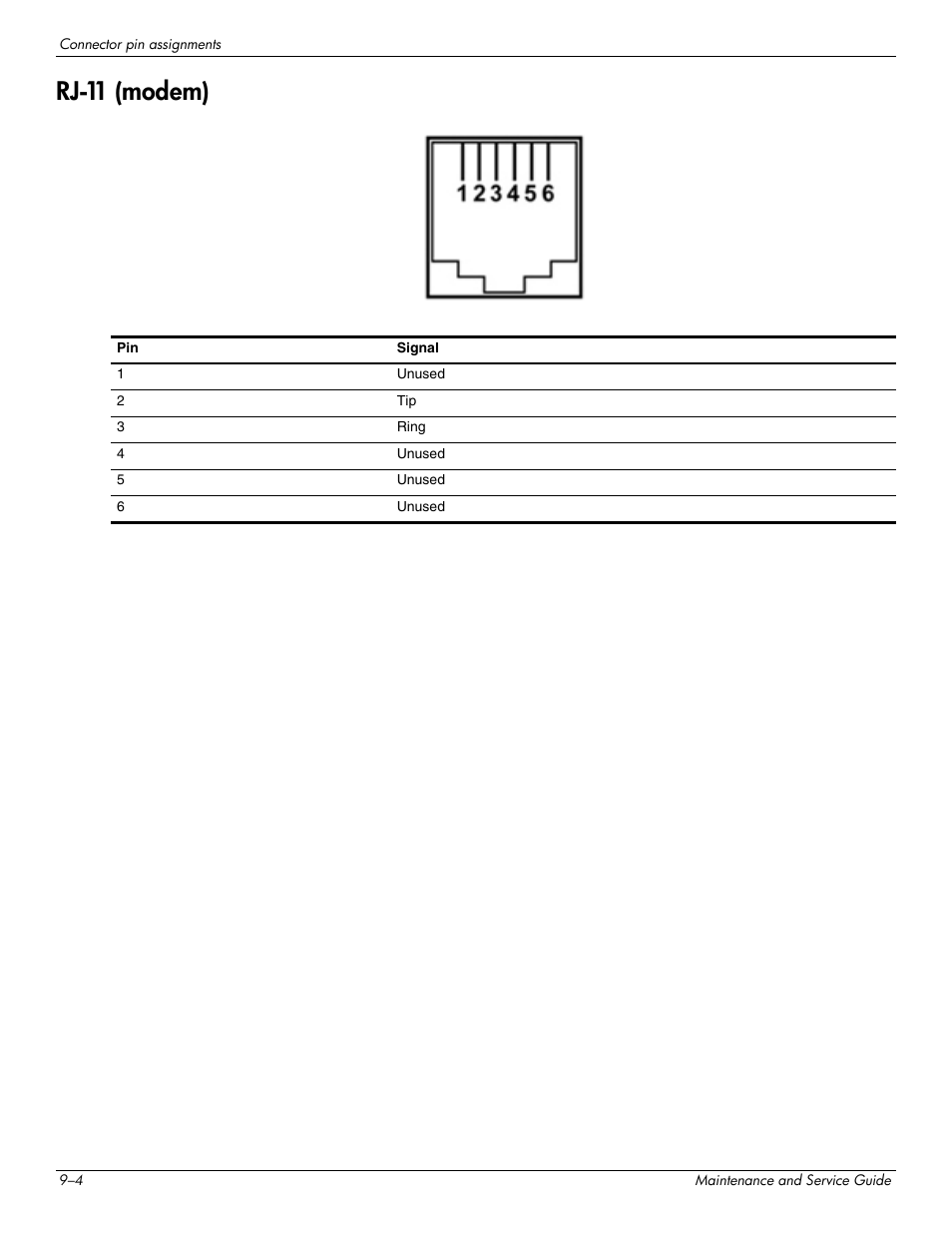 Rj-11 (modem), Rj-11 (modem) –4 | Hitachi ELITEBOOK 2730P User Manual | Page 108 / 123