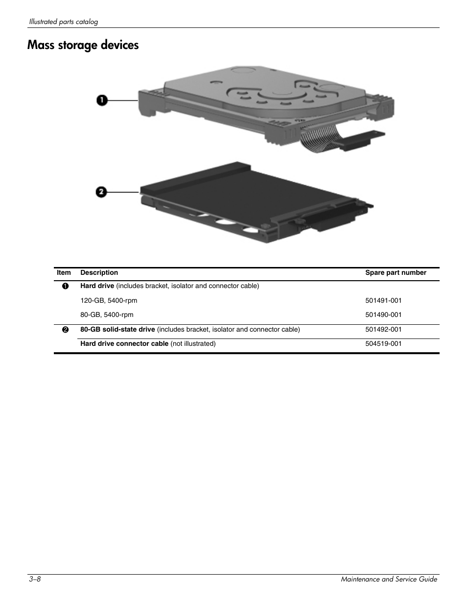 Mass storage devices, Mass storage devices –8 | Hitachi ELITEBOOK 2730P User Manual | Page 33 / 123