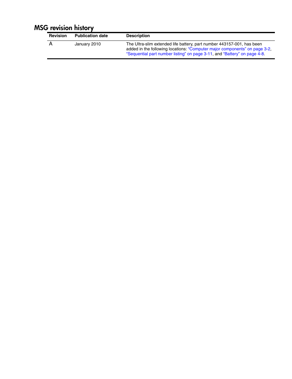 Msg revision history | Hitachi ELITEBOOK 2730P User Manual | Page 4 / 123