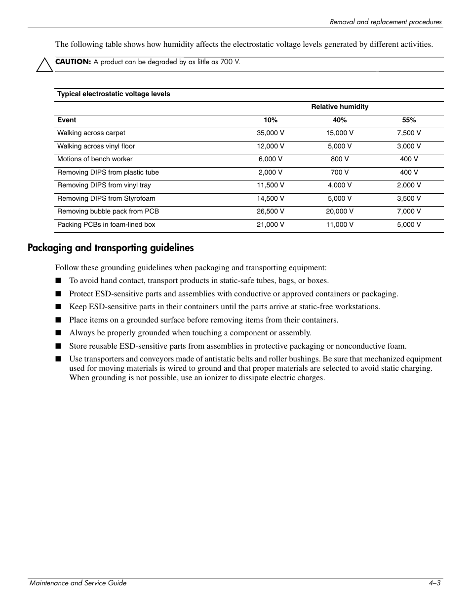 Packaging and transporting guidelines | Hitachi ELITEBOOK 2730P User Manual | Page 42 / 123