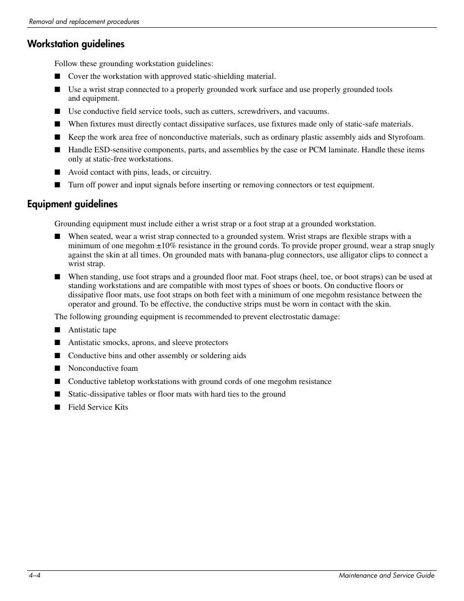 Workstation guidelines, Equipment guidelines | Hitachi ELITEBOOK 2730P User Manual | Page 43 / 123